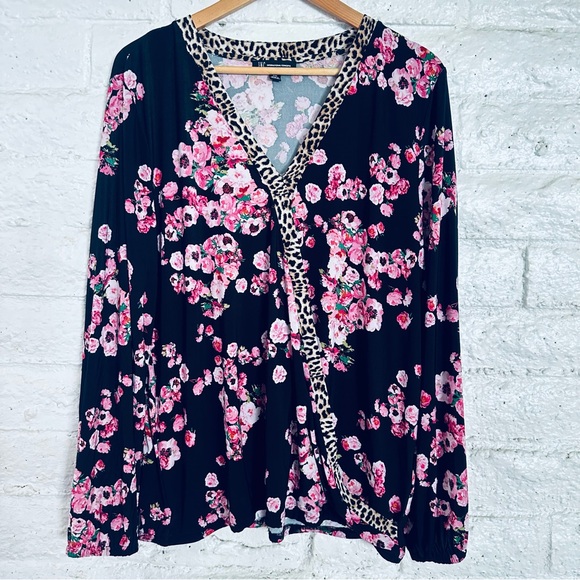 INC International Concepts Floral Print Shirt Womens Surplice Neck SizeXXL - Picture 5 of 9